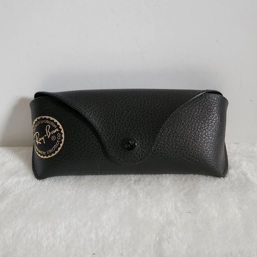 Ray Ban Luxury Black Faux Leather Gold Stamp Snap Glasses Sunglasses Case